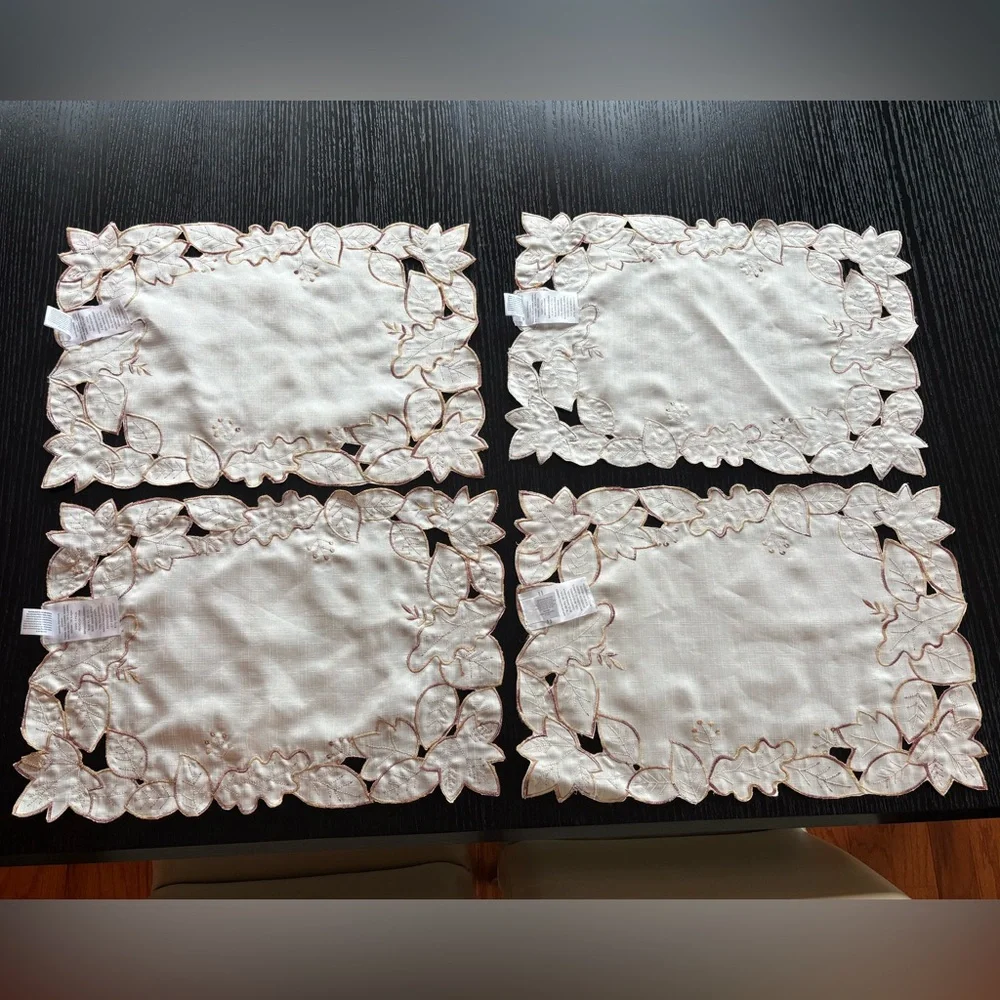 Autumn Leaf Embroidered Placemats - Set of 4
